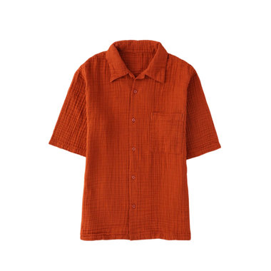 クレープガーゼ メンズ 開襟シャツ