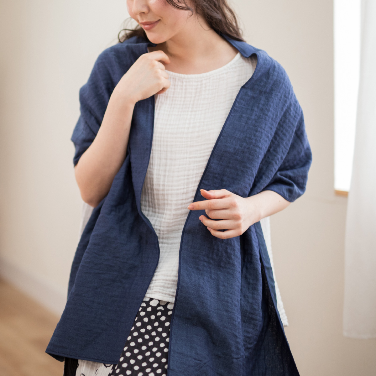 リバーシブルマシュマロガーゼマフラー 40×185cm