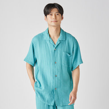 クレープガーゼメンズパジャマ半袖シャツ 上下別売