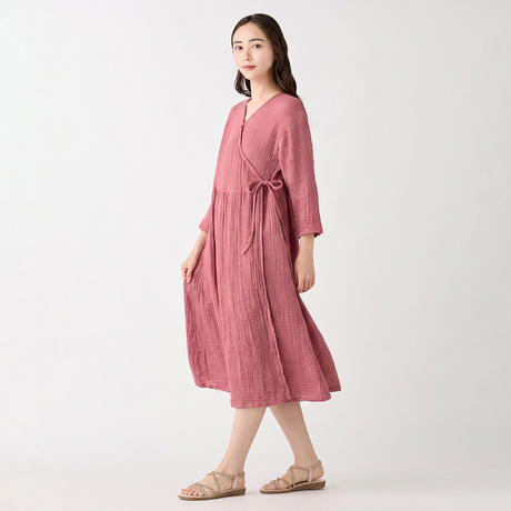 クレープガーゼカシュクールワンピース